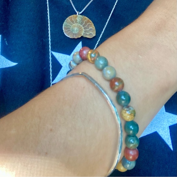 Ocean Jasper & Ammonite Bracelet & Pendent Set - Picture 5 of 8